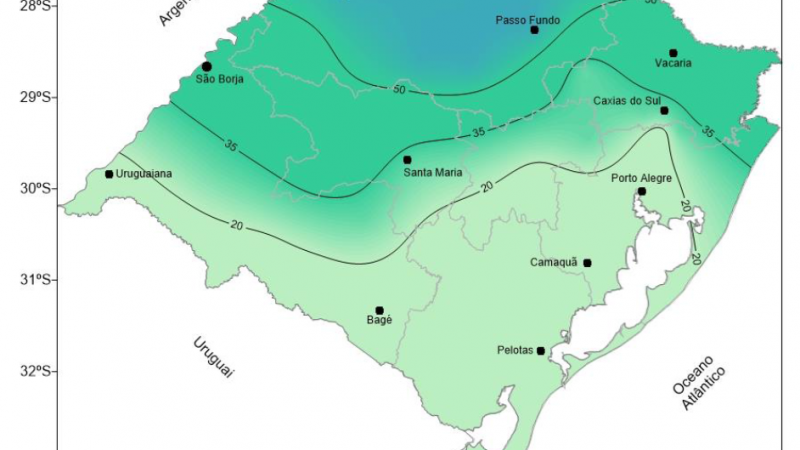 Chuva prevista para o período de 26 de janeiro a 1º de fevereiro de 2018