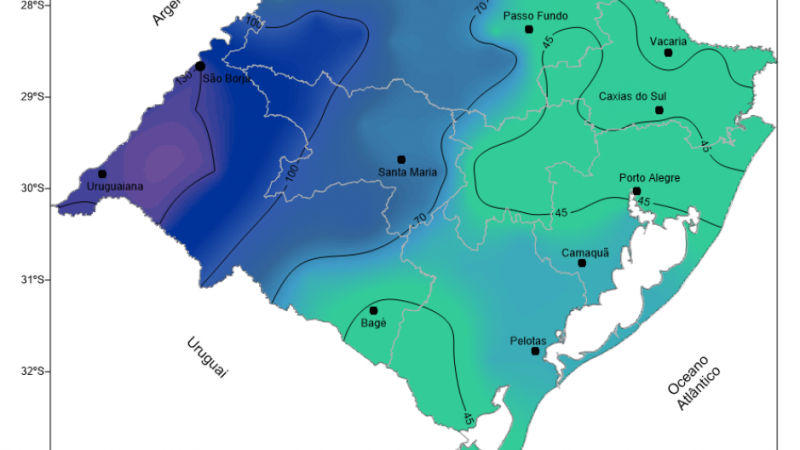 Chuva prevista para o período de 9 a 15 de novembro