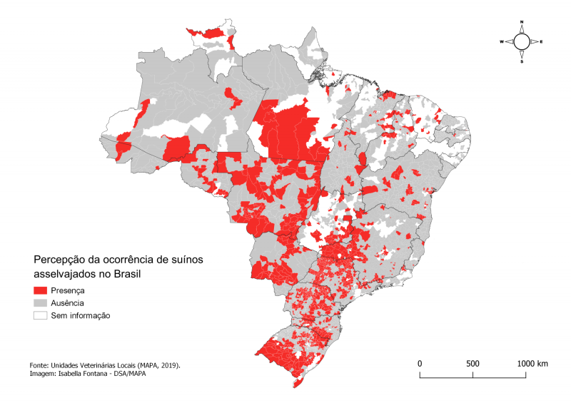 mapa da percepção do javali no Brasil