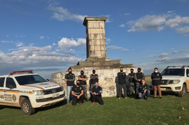 Piloto do Programa Sentinela reuniu equipes da Seapdr e da BM no marco de fronteira Brasil-Uruguai em Aceguá