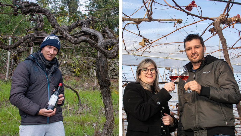 As famílias Buffon (e) e Zottis (d) preservam a tradição da produção do vinho