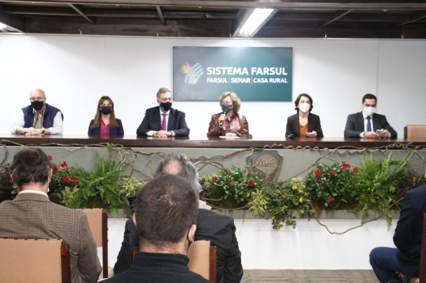 Reunião na casa da Farsul, na Expointer, sobre acordo de cooperação entre Brasil e Uruguai