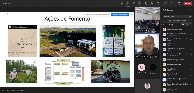 Apresentação sobre ações de fomento ao cultivo do lúpulo em Santa Cataria