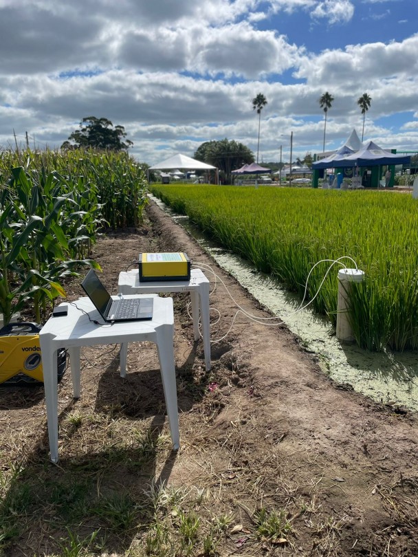 Equipamento da Seapi nas lavouras de arroz e milho, em Capão do Leão