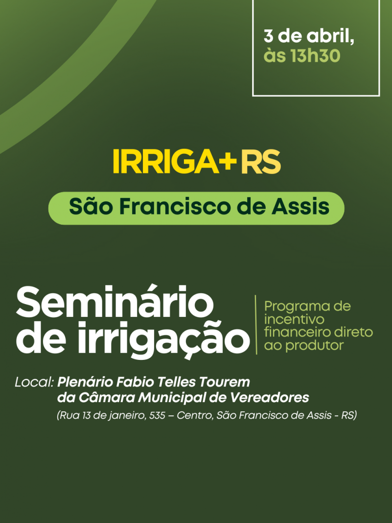 Seminario de irrigacao Sao Francisco de Assis