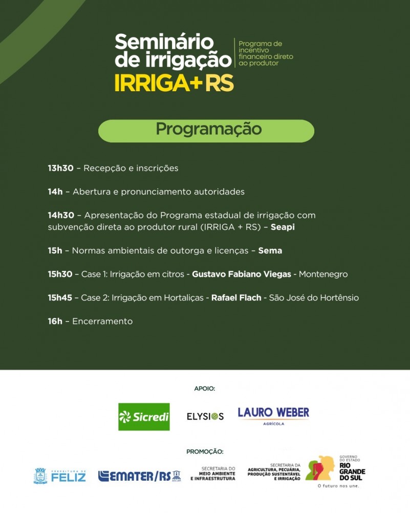 Seminário Irrigação Feliz Programação